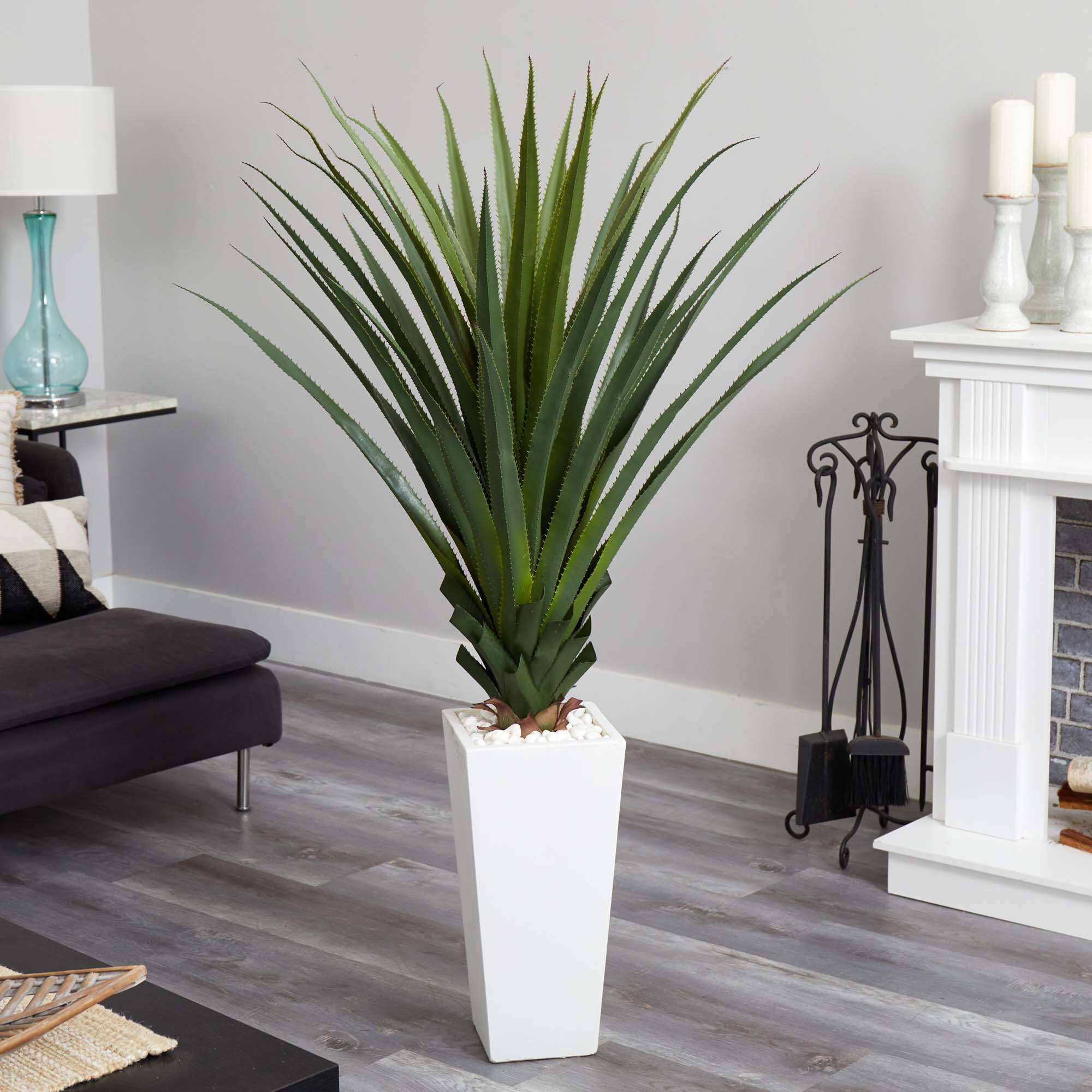 5ft. Spiky Agave Plant in White Tower Planter